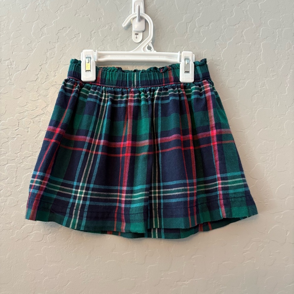 Gymboree green, blue, pink and red plaid print girls skirt size XS 4